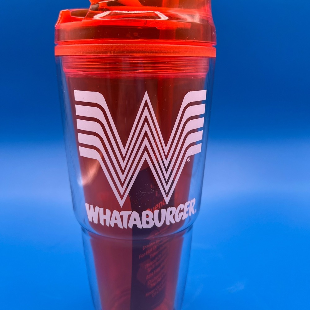 Whataburger Orange Double Wall Insulated Travel Tumbler Cup with Lid and Straw - Picture 7 of 8